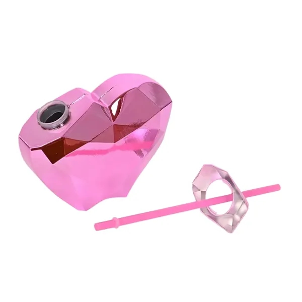 20 Oz Heart Shaped Reusable Party Cup With Straw Drinkware - 20 Oz Heart Shaped Reusable Party Cup With Straw Drinkware - Image 1 of 5