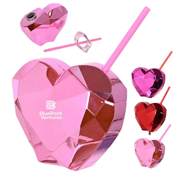 20 Oz Heart Shaped Reusable Party Cup With Straw Drinkware - 20 Oz Heart Shaped Reusable Party Cup With Straw Drinkware - Image 0 of 5
