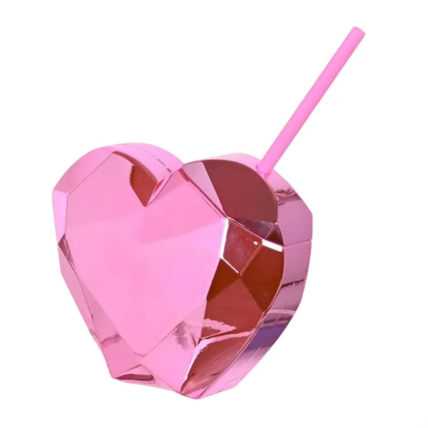 20 Oz Heart Shaped Reusable Party Cup With Straw Drinkware - 20 Oz Heart Shaped Reusable Party Cup With Straw Drinkware - Image 3 of 5