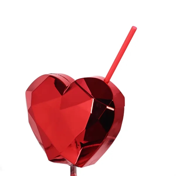 20 Oz Heart Shaped Reusable Party Cup With Straw Drinkware - 20 Oz Heart Shaped Reusable Party Cup With Straw Drinkware - Image 4 of 5