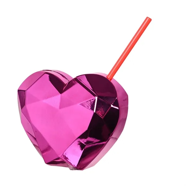 20 Oz Heart Shaped Reusable Party Cup With Straw Drinkware - 20 Oz Heart Shaped Reusable Party Cup With Straw Drinkware - Image 5 of 5