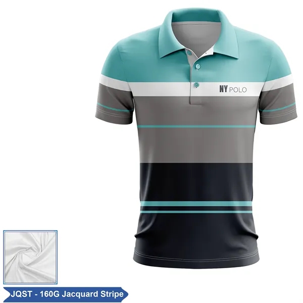 Sublimation Jacquard Stripe Short Slv Polo -Men, Women, Kids - Sublimation Jacquard Stripe Short Slv Polo -Men, Women, Kids - Image 1 of 2
