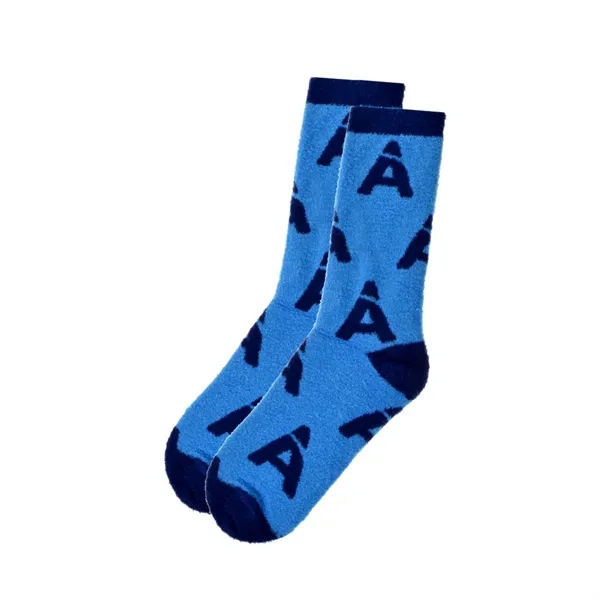 Custom Knit Plush Fuzzy Mid-Calf Crew Socks - Custom Knit Plush Fuzzy Mid-Calf Crew Socks - Image 0 of 3