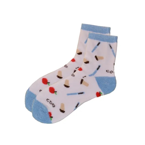 Custom Knit Plush Fuzzy Quarter Crew Socks - Custom Knit Plush Fuzzy Quarter Crew Socks - Image 3 of 5