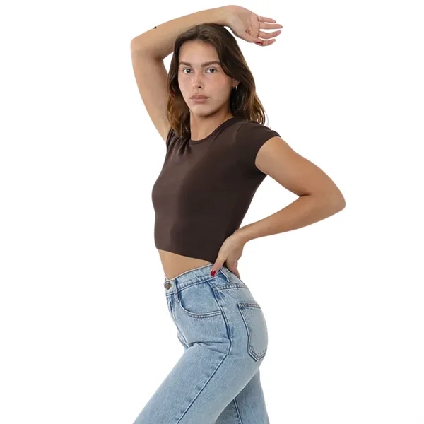 Cap Sleeve Baby Rib Crop Top - Cap Sleeve Baby Rib Crop Top - Image 4 of 21