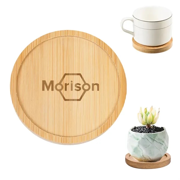 3.75" Round Bamboo Coaster/Saucer - 3.75" Round Bamboo Coaster/Saucer - Image 0 of 1