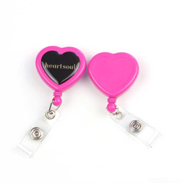 Heart Shaped Retractable Badge Holder - Full color - Heart Shaped Retractable Badge Holder - Full color - Image 1 of 4