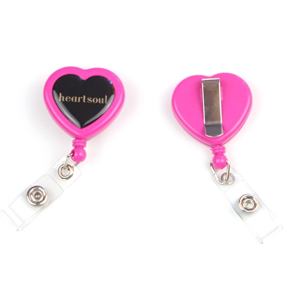 Heart Shaped Retractable Badge Holder - Full color - Heart Shaped Retractable Badge Holder - Full color - Image 2 of 4