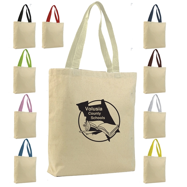 Cotton Canvas Tote with color handles - Cotton Canvas Tote with color handles - Image 0 of 10