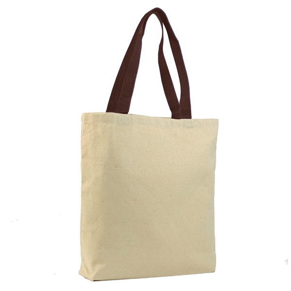 Cotton Canvas Tote with color handles - Cotton Canvas Tote with color handles - Image 3 of 10