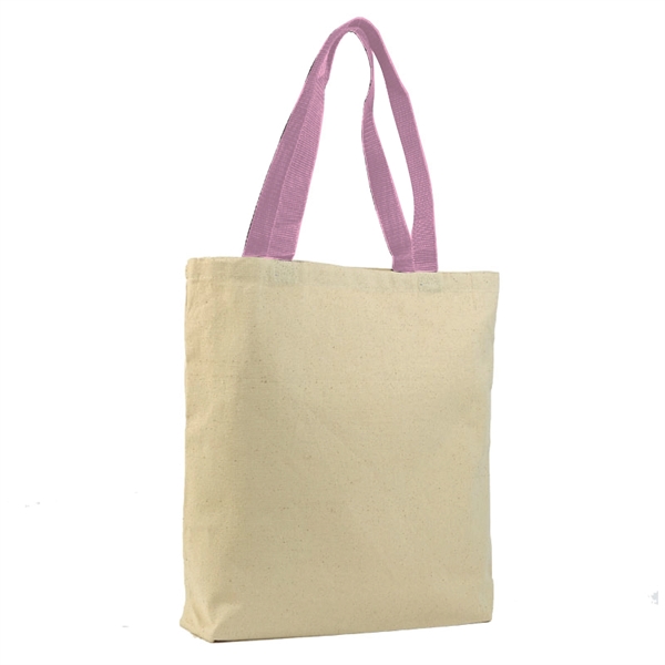 Cotton Canvas Tote with color handles - Cotton Canvas Tote with color handles - Image 4 of 10