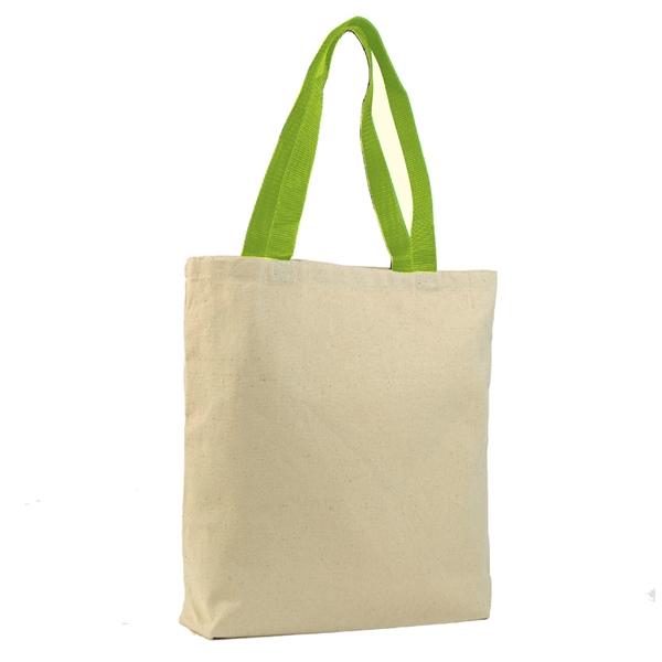 Cotton Canvas Tote with color handles - Cotton Canvas Tote with color handles - Image 5 of 10