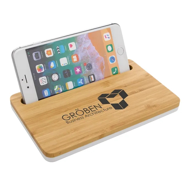 Bamboo Wireless Charging Pad with Phone Stand - Bamboo Wireless Charging Pad with Phone Stand - Image 3 of 4