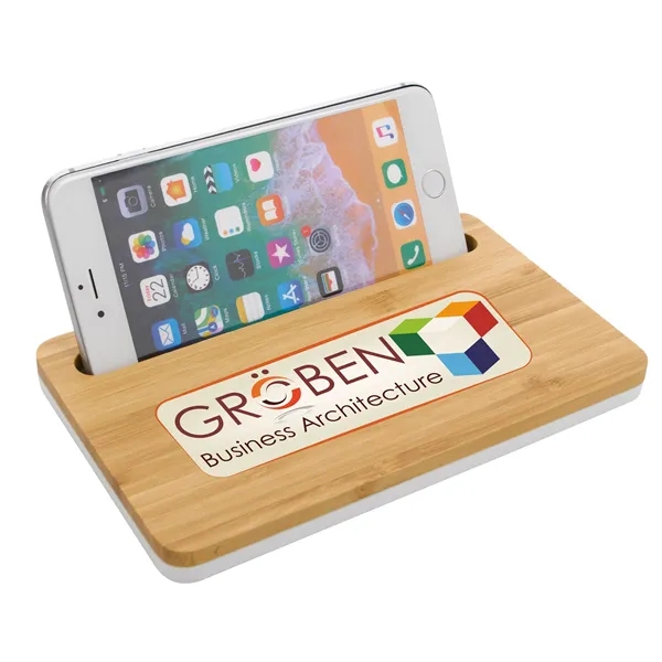 Bamboo Wireless Charging Pad with Phone Stand - Bamboo Wireless Charging Pad with Phone Stand - Image 4 of 4