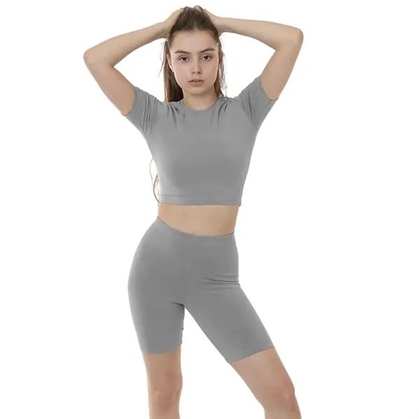 Cotton Spandex Crew Crop Top - Cotton Spandex Crew Crop Top - Image 15 of 16