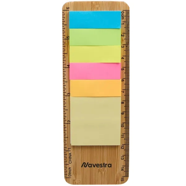 FSC® 100% Bamboo Ruler with Sticky Notes - FSC® 100% Bamboo Ruler with Sticky Notes - Image 0 of 2