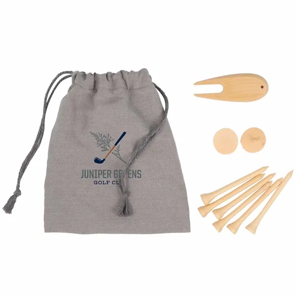 Bamboo Golf Tee Set with Recycled Pouch - Bamboo Golf Tee Set with Recycled Pouch - Image 1 of 9