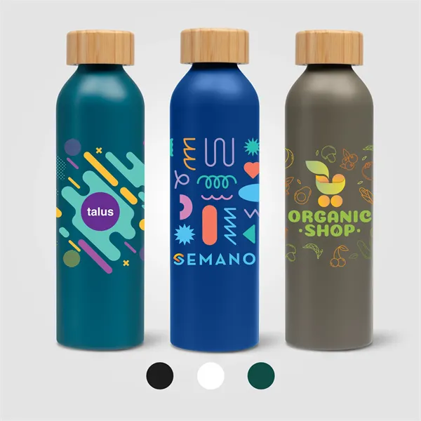 Eden-20 oz. Aluminum Water Bottle with Bamboo Lid - Eden-20 oz. Aluminum Water Bottle with Bamboo Lid - Image 0 of 5