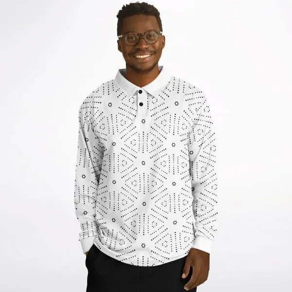 Men's Long Sleeve Polo Shirt - All Over Print - Men's Long Sleeve Polo Shirt - All Over Print - Image 0 of 3