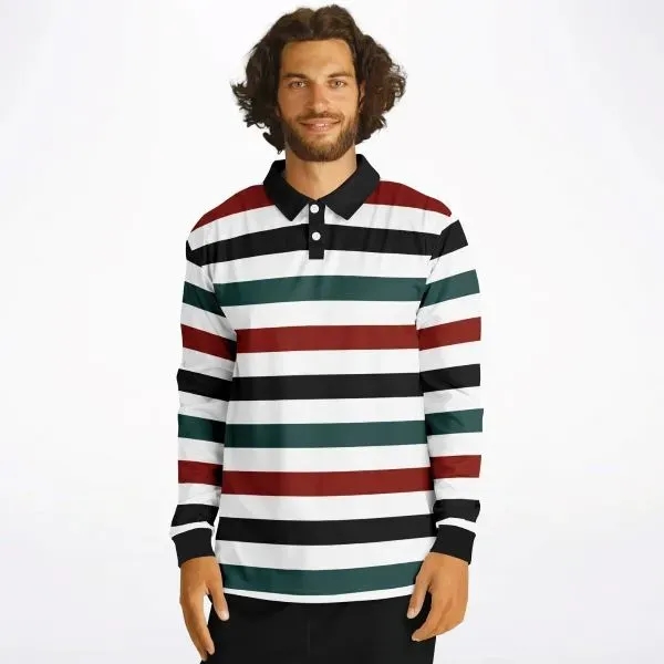 Men's Long Sleeve Polo Shirt - All Over Print - Men's Long Sleeve Polo Shirt - All Over Print - Image 2 of 3