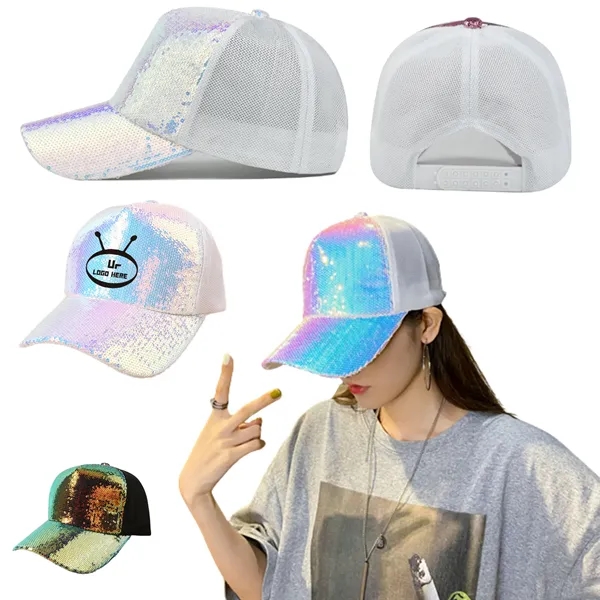 Laser Sequin Baseball Cap - Laser Sequin Baseball Cap - Image 0 of 2
