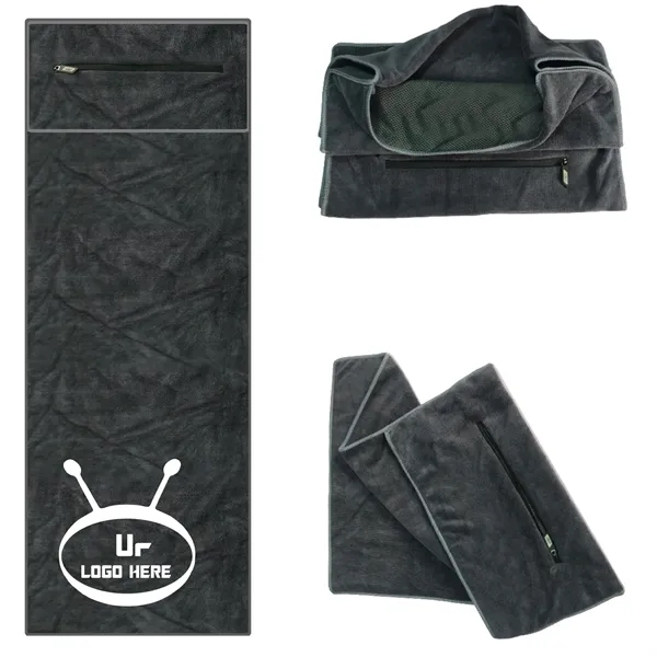 Fitness Towel With Zipper Pocket - Fitness Towel With Zipper Pocket - Image 0 of 1