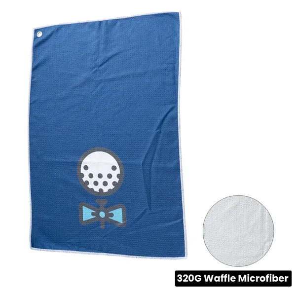 Sublimation Waffle Golf Towel with Grommet & Carabiner - 12" - Sublimation Waffle Golf Towel with Grommet & Carabiner - 12" - Image 1 of 4