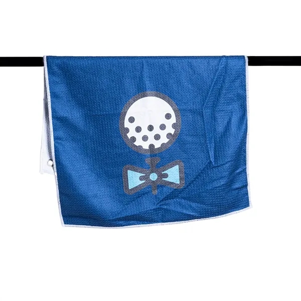 Sublimation Waffle Golf Towel with Grommet & Carabiner - 12" - Sublimation Waffle Golf Towel with Grommet & Carabiner - 12" - Image 2 of 4