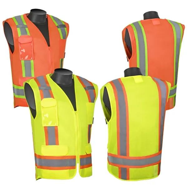 Class 2 Surveyor Solid Front Mesh Back Safety Vest - Class 2 Surveyor Solid Front Mesh Back Safety Vest - Image 0 of 0