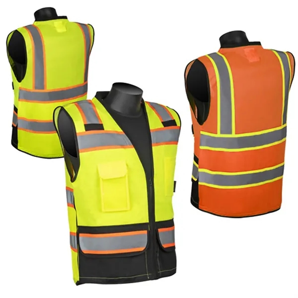 Class 2 Foreman Surveyor Solid Front Mesh Back Safety Vest - Class 2 Foreman Surveyor Solid Front Mesh Back Safety Vest - Image 0 of 0