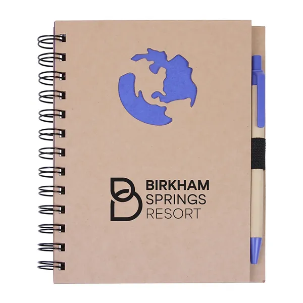 Globe Die Cut Spiral Notebook & Pen 5.875" x 7" - Globe Die Cut Spiral Notebook & Pen 5.875" x 7" - Image 0 of 2