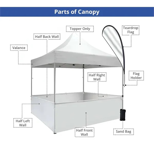 10 Ft Aluminum Canopy Tent (Topper+ Backwall and Side walls) - 10 Ft Aluminum Canopy Tent (Topper+ Backwall and Side walls) - Image 4 of 11