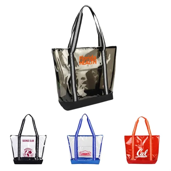 25C TPU 600D Polyester Clear Tote Bag w/ Handles & Zipper - 25C TPU 600D Polyester Clear Tote Bag w/ Handles & Zipper - Image 0 of 9