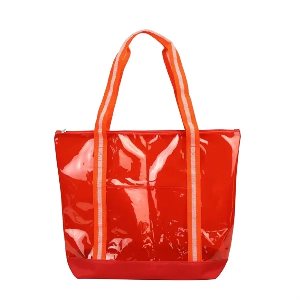 25C TPU 600D Polyester Clear Tote Bag w/ Handles & Zipper - 25C TPU 600D Polyester Clear Tote Bag w/ Handles & Zipper - Image 8 of 9