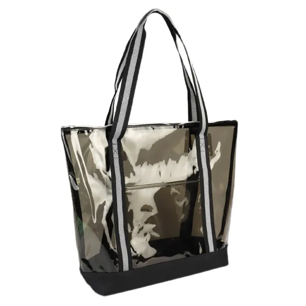 25C TPU 600D Polyester Clear Tote Bag w/ Handles & Zipper - 25C TPU 600D Polyester Clear Tote Bag w/ Handles & Zipper - Image 9 of 9