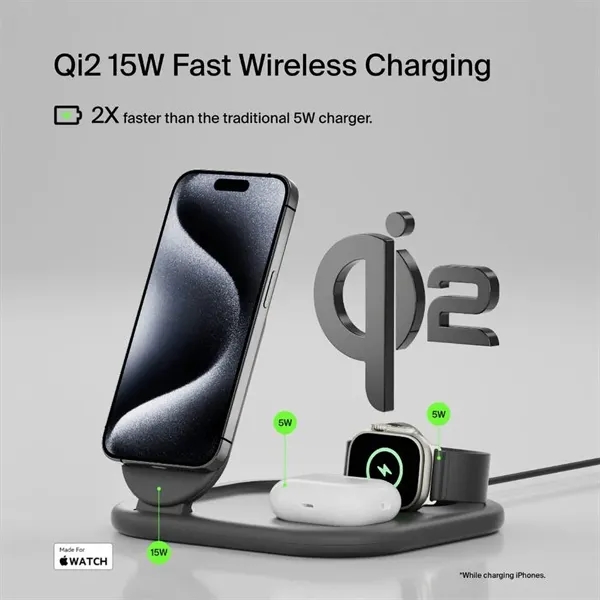Belkin 3 in 1 Magnetic Wireless Charger - Belkin 3 in 1 Magnetic Wireless Charger - Image 3 of 9