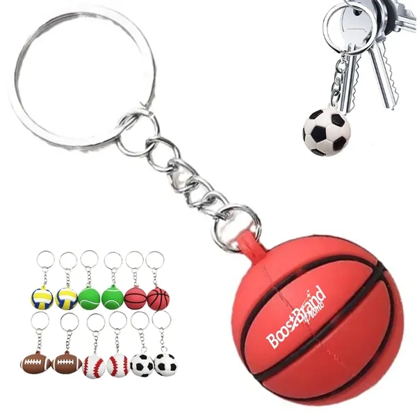 Assorted Sports Ball Keychains - Assorted Sports Ball Keychains - Image 0 of 6