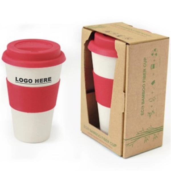Bamboo-Fibre Cup with Silicone Lid and Sleeve - Bamboo-Fibre Cup with Silicone Lid and Sleeve - Image 1 of 3