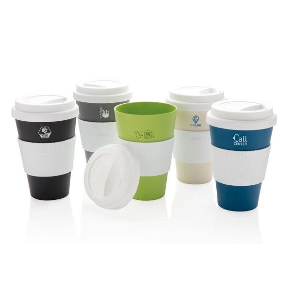 Bamboo-Fibre Cup with Silicone Lid and Sleeve - Bamboo-Fibre Cup with Silicone Lid and Sleeve - Image 2 of 3
