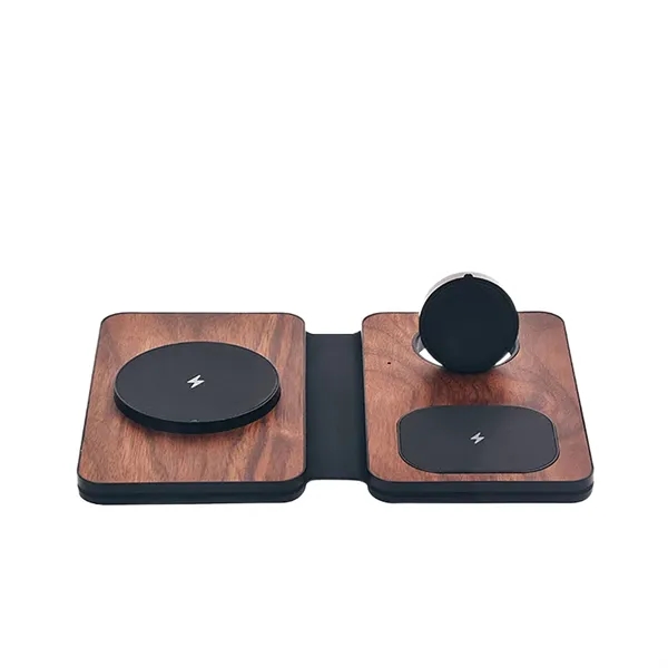 3 in 1 Fast Wireless Charging Station with Wood Design - 3 in 1 Fast Wireless Charging Station with Wood Design - Image 1 of 4