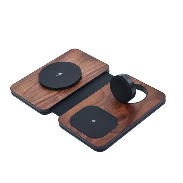 3 in 1 Fast Wireless Charging Station with Wood Design - 3 in 1 Fast Wireless Charging Station with Wood Design - Image 2 of 4