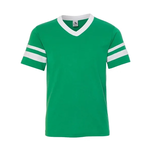 Augusta Sportswear Youth V-Neck Jersey with Striped Sleeves - Augusta Sportswear Youth V-Neck Jersey with Striped Sleeves - Image 8 of 23