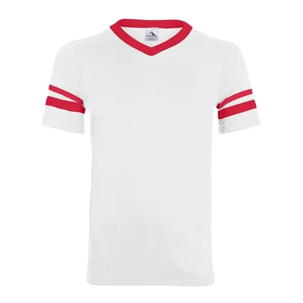 Augusta Sportswear Youth V-Neck Jersey with Striped Sleeves - Augusta Sportswear Youth V-Neck Jersey with Striped Sleeves - Image 22 of 23