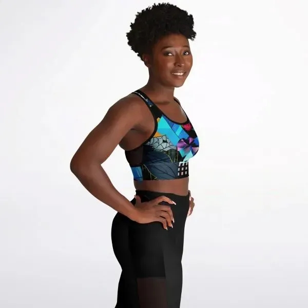Mesh Padded Sports Bra- All Over Print - Mesh Padded Sports Bra- All Over Print - Image 0 of 3