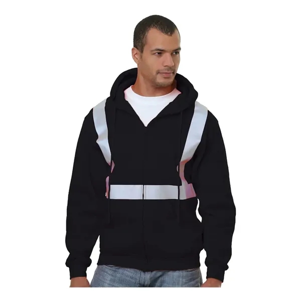 Bayside Men's USA-Made Hi-Visibility Full-Zip Hooded Swea...