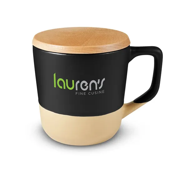 16.5 oz Boston Ceramic Mug With Wood Lid - 16.5 oz Boston Ceramic Mug With Wood Lid - Image 1 of 11