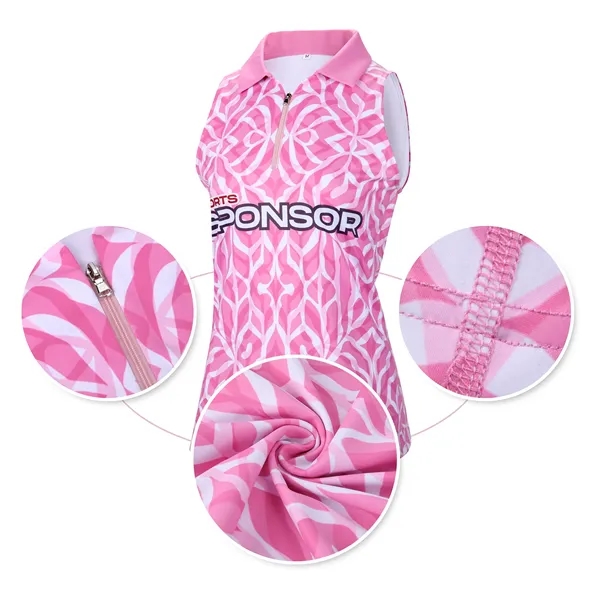 Custom Women's Sleeveless Zip Polo Shirt - Custom Women's Sleeveless Zip Polo Shirt - Image 1 of 5