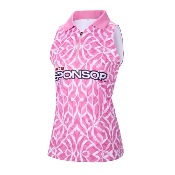 Custom Women's Sleeveless Zip Polo Shirt - Custom Women's Sleeveless Zip Polo Shirt - Image 2 of 5