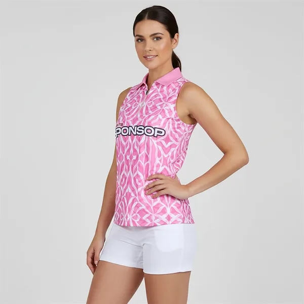 Custom Women's Sleeveless Zip Polo Shirt - Custom Women's Sleeveless Zip Polo Shirt - Image 4 of 5