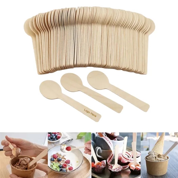 Custom Disposable Mini Wooden Tasting Spoon - Custom Disposable Mini Wooden Tasting Spoon - Image 0 of 8